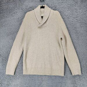 Candy & Caviar Sweater Mens XL Tan Long Sleeve Knit Shawl Collar Pullover